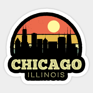 Chicago Illinois Vintage Sunset Sticker